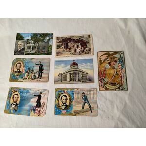 Set of 7 Vintage Postcards - Lincoln Centennial Souvenir - Harding House